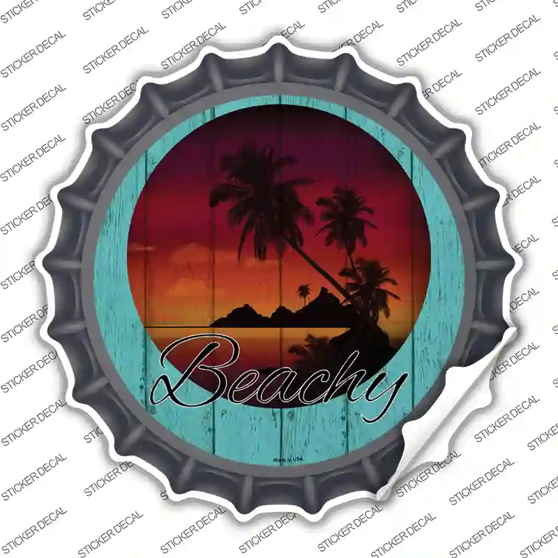 Beachy Sunset Novelty Bottle Cap Sticker Decal