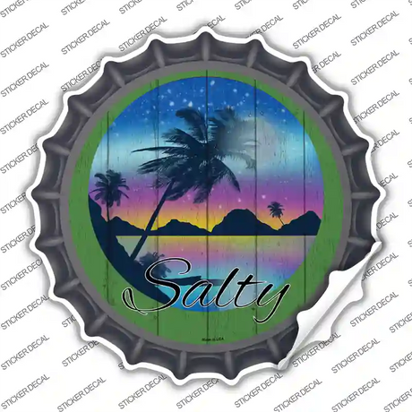 Salty Beach Scene Novelty Bottle Cap Sticker Decal