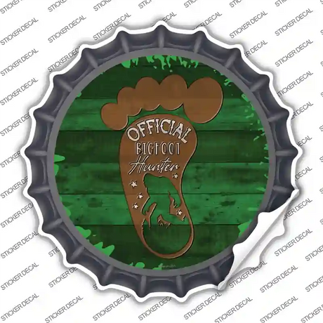Bigfoot Hunter Footprint Novelty Bottle Cap Sticker Decal