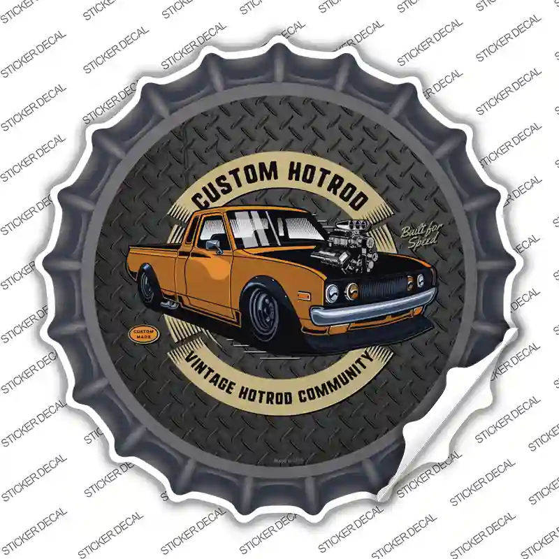Custom Orange Hotrod Novelty Bottle Cap Sticker Decal