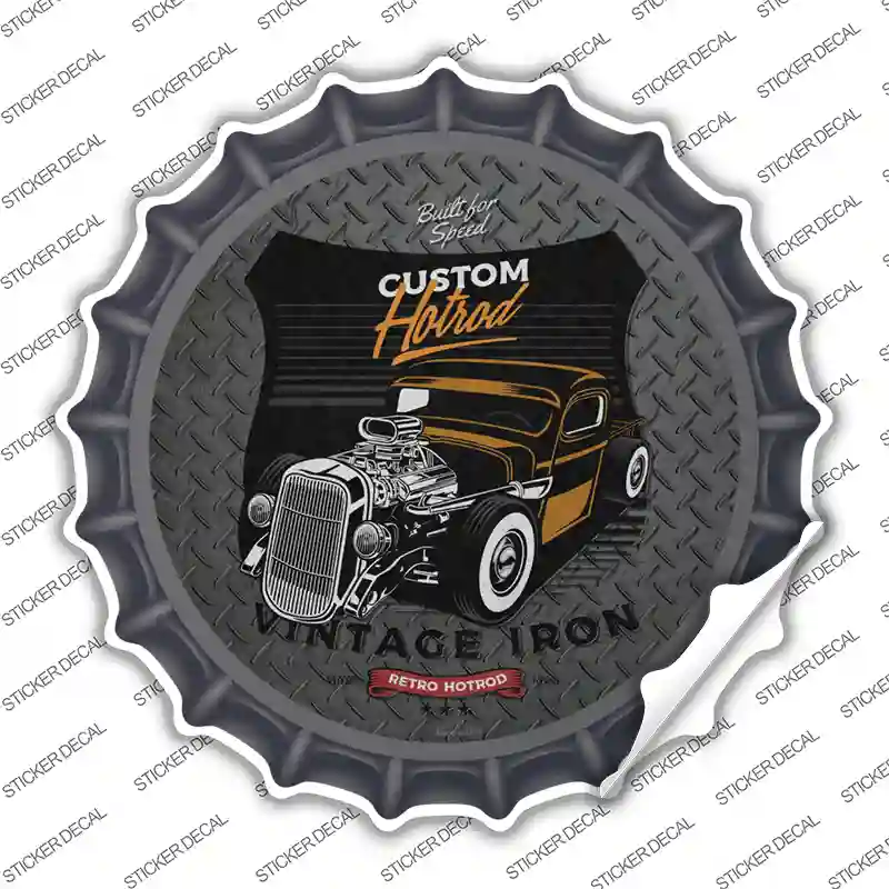 Custom Retro Hotrod Novelty Bottle Cap Sticker Decal