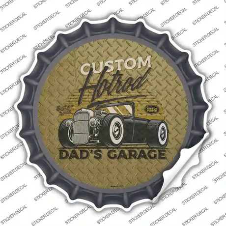 Dads Garage Custom Hotrod Novelty Bottle Cap Sticker Decal