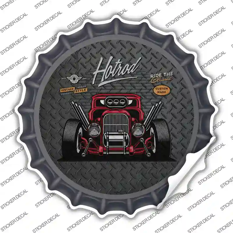 Ride the Classic Red Hotrod Novelty Bottle Cap Sticker Decal