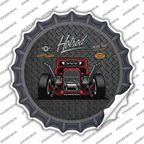 Ride the Classic Red Hotrod Novelty Bottle Cap Sticker Decal