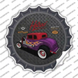 Purple Flame Hotrod Novelty Bottle Cap Sticker Decal