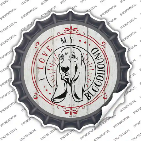 I Love My Bloodhound Novelty Bottle Cap Sticker Decal