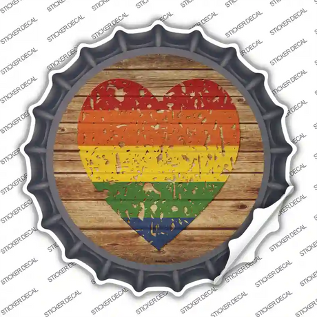 Distressed Heart Rainbow Novelty Bottle Cap Sticker Decal