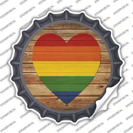 Heart Rainbow Novelty Bottle Cap Sticker Decal