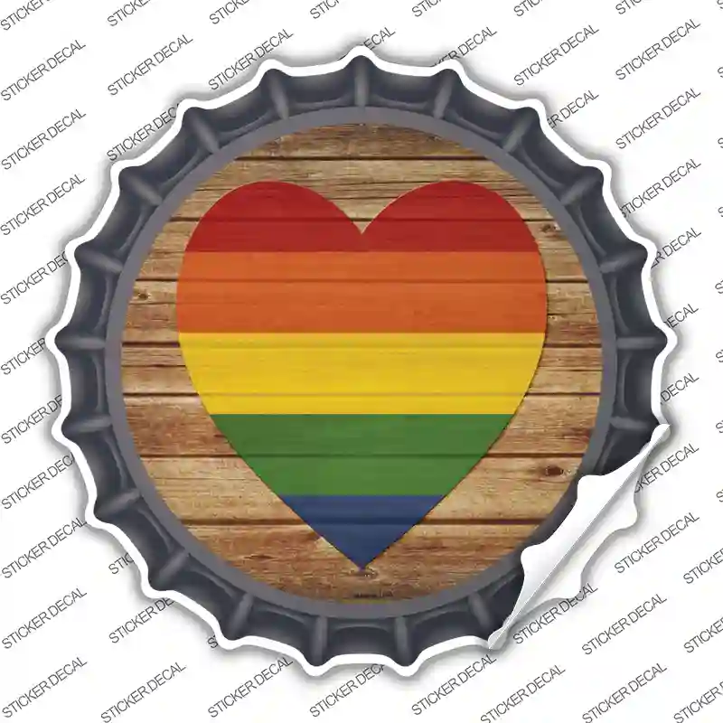 Heart Rainbow Novelty Bottle Cap Sticker Decal