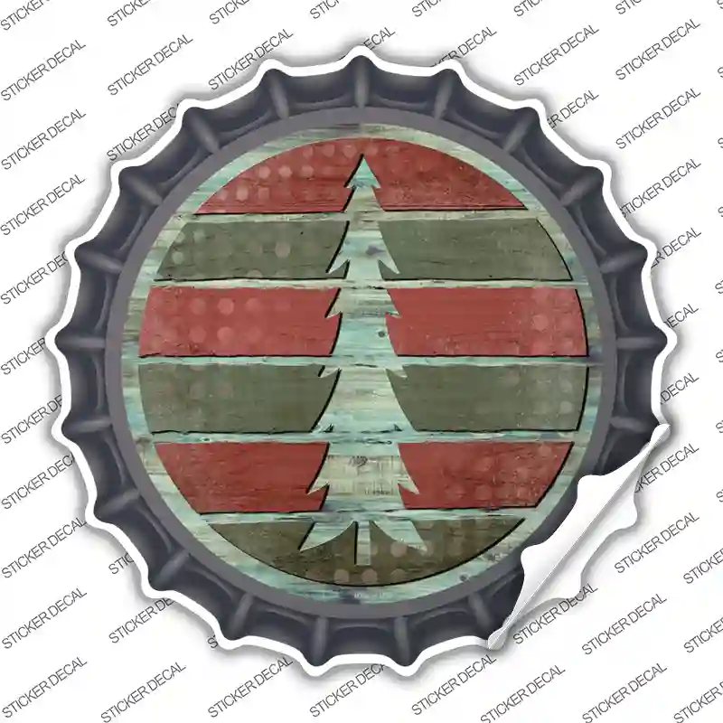 Tree Red and Green Novelty Bottle Cap Sticker Decal