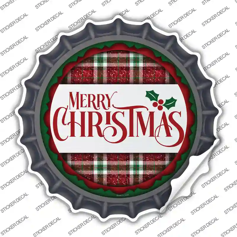 Merry Christmas Red and Green Novelty Bottle Cap Sticker Decal