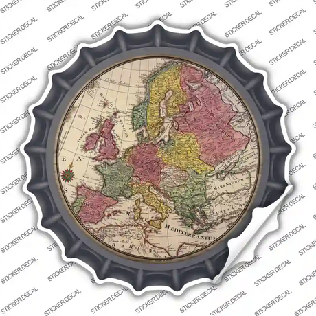 Europe Map Novelty Bottle Cap Sticker Decal
