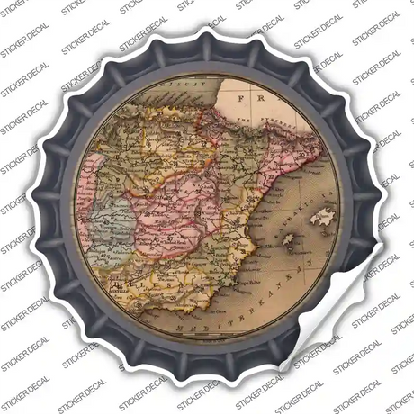 Spain Map Novelty Bottle Cap Sticker Decal