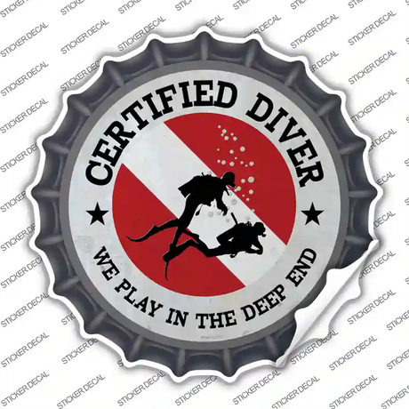 Certified Diver Deep End Novelty Bottle Cap Sticker Decal