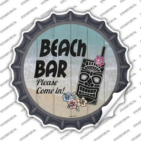 Beach Bar Tiki Novelty Bottle Cap Sticker Decal