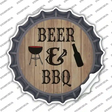 Beer And BBQ Novelty Bottle Cap Sticker Decal