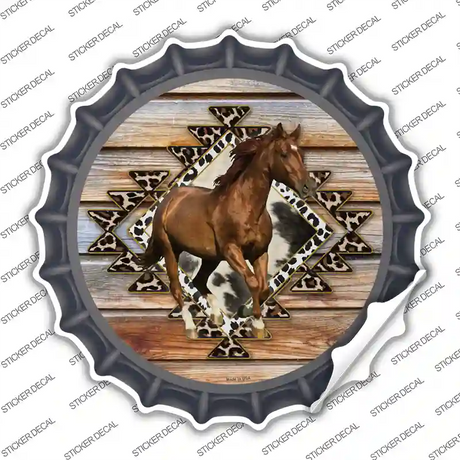Horse On Aztec Print Novelty Bottle Cap Sticker Decal