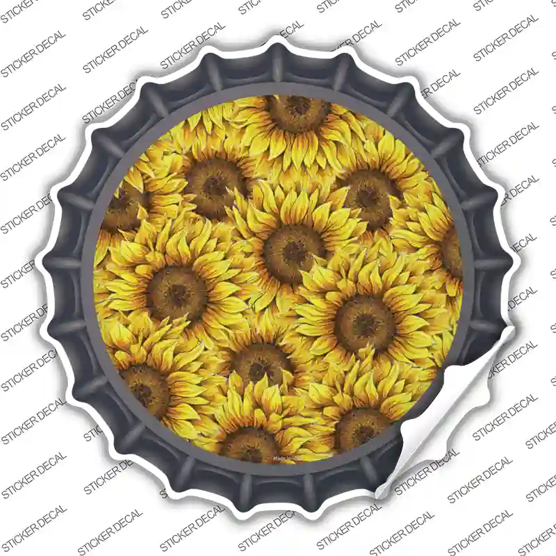 Sunflowers Filled Novelty Bottle Cap Sticker Decal