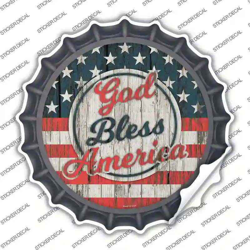 God Bless America Script Novelty Bottle Cap Sticker Decal
