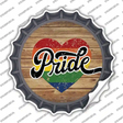 Pride Heart On Wood Novelty Bottle Cap Sticker Decal