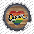 Queer Heart On Wood Novelty Bottle Cap Sticker Decal