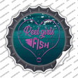 Reel Girls Fish Heart Novelty Bottle Cap Sticker Decal