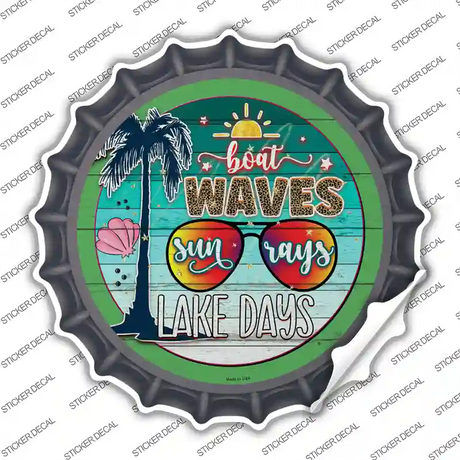 Boat Waves Sun Rays Novelty Bottle Cap Sticker Decal