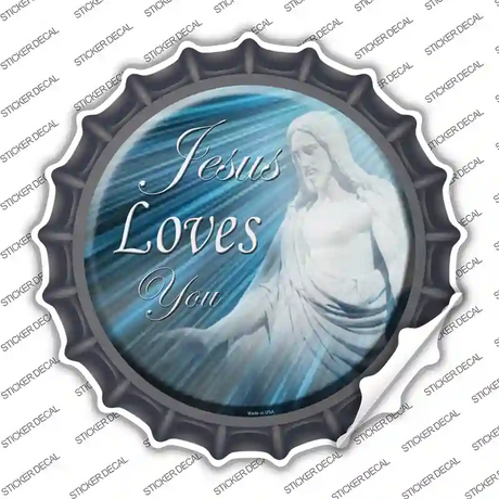Jesus Loves You Novelty Bottle Cap Sticker Decal
