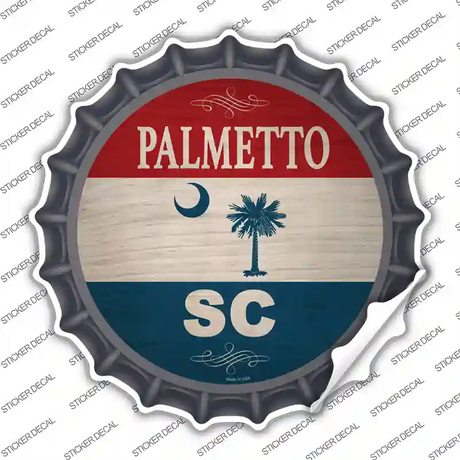 Palmetto SC Flag Novelty Bottle Cap Sticker Decal