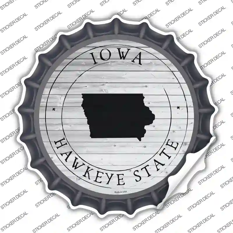 Iowa Hawkeye State Novelty Bottle Cap Sticker Decal