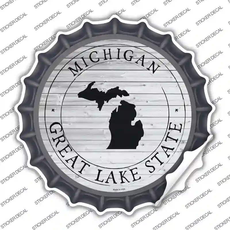 Michigan Great Lake State Novelty Bottle Cap Sticker Decal
