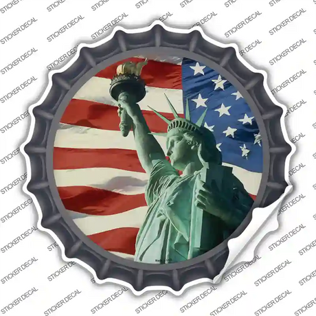 Lady Liberty American Flag Novelty Bottle Cap Sticker Decal