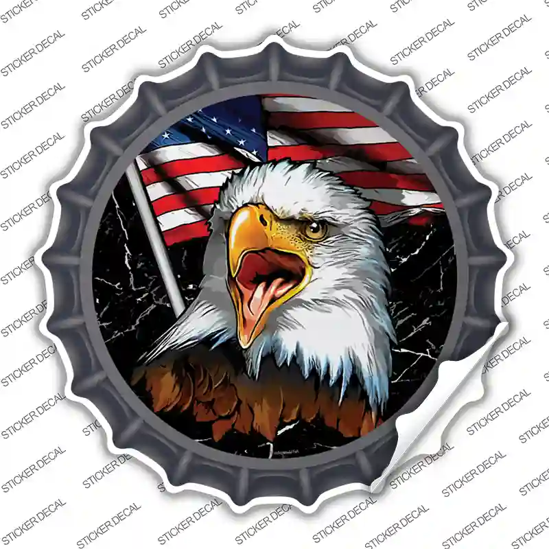 Eagle With Flag Novelty Bottle Cap Sticker Decal