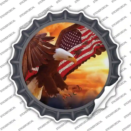 Eagle American Flag Wing Novelty Bottle Cap Sticker Decal