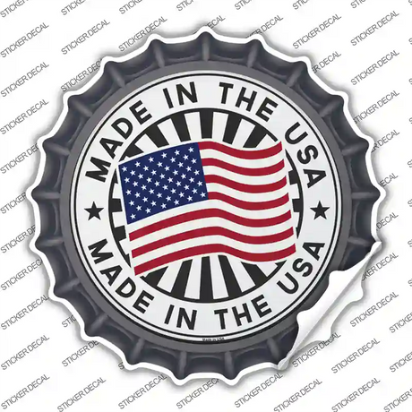 Made In The USA Novelty Bottle Cap Sticker Decal