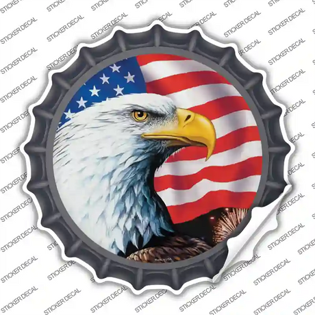 Eagle|American Flag Novelty Bottle Cap Sticker Decal