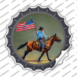 Horse Rider With Flag Novelty Bottle Cap Sticker Decal