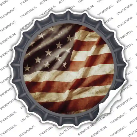 Vintage American Flag Novelty Bottle Cap Sticker Decal