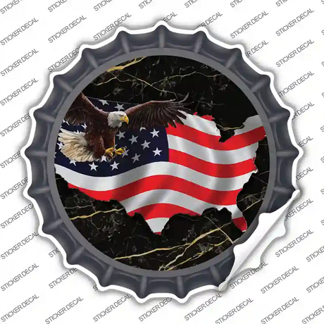 USA Flag Outline Novelty Bottle Cap Sticker Decal