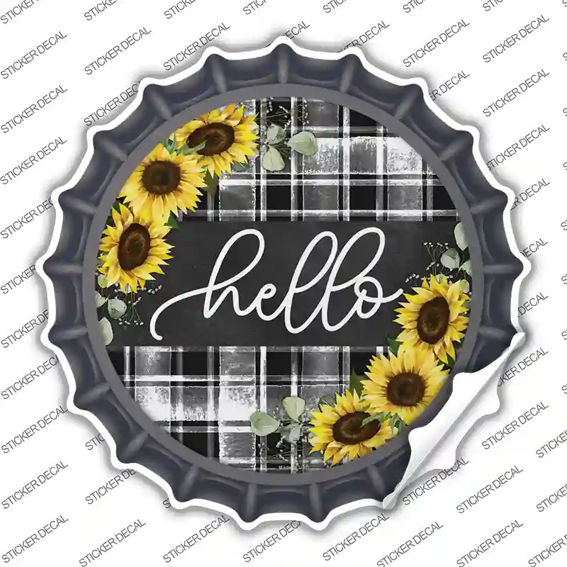Hello Sunflowers Novelty Bottle Cap Sticker Decal