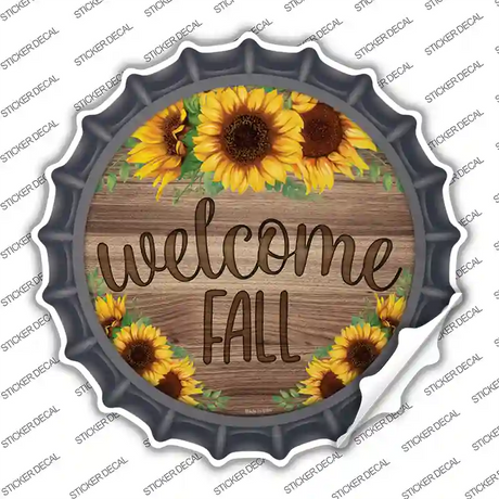 Welcome Fall Sunflowers Novelty Bottle Cap Sticker Decal