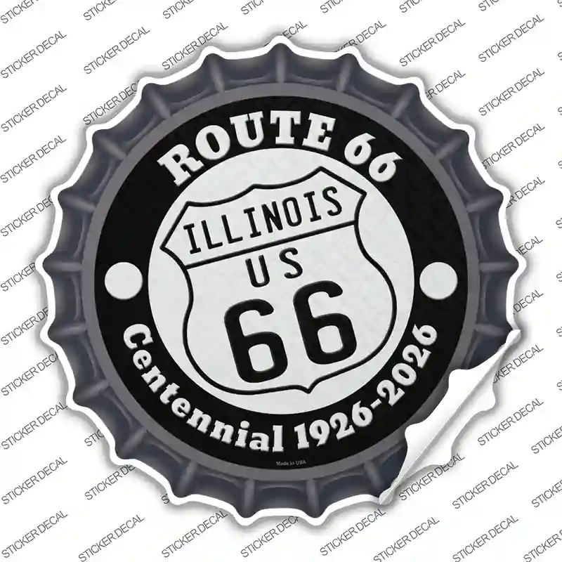 Illinois Route 66 Centennial Novelty Bottle Cap Sticker Decal