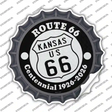 Kansas Route 66 Centennial Novelty Bottle Cap Sticker Decal