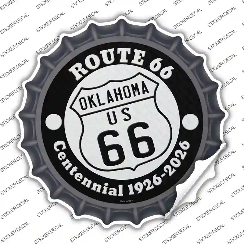Oklahoma Route 66 Centennial Novelty Bottle Cap Sticker Decal