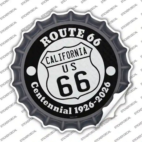 California Route 66 Centennial Novelty Bottle Cap Sticker Decal