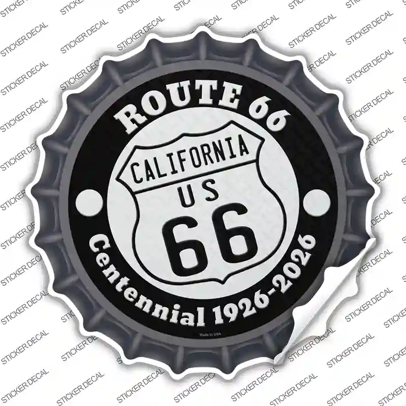 California Route 66 Centennial Novelty Bottle Cap Sticker Decal