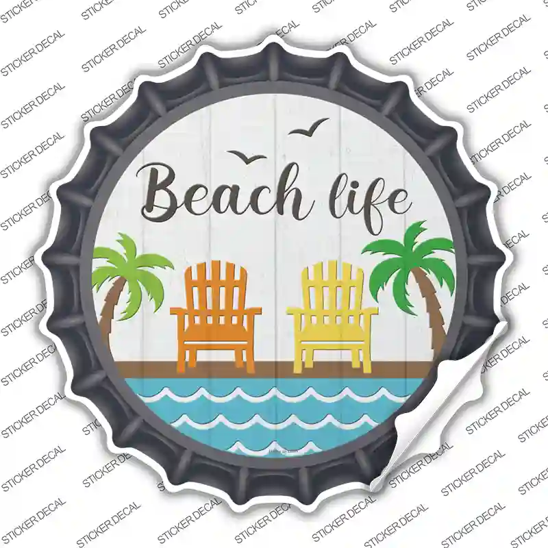 Beach Life Novelty Bottle Cap Sticker Decal