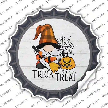 Trick Or Treat Spooky Gnome Novelty Bottle Cap Sticker Decal