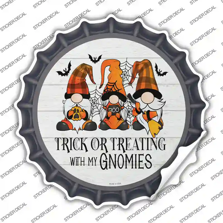 Trick Or Treating With My Gnomies Novelty Bottle Cap Sticker Decal
