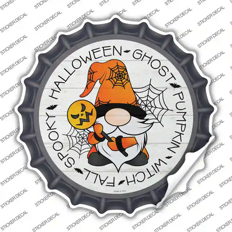 Spooky Halloween Gnome Novelty Bottle Cap Sticker Decal